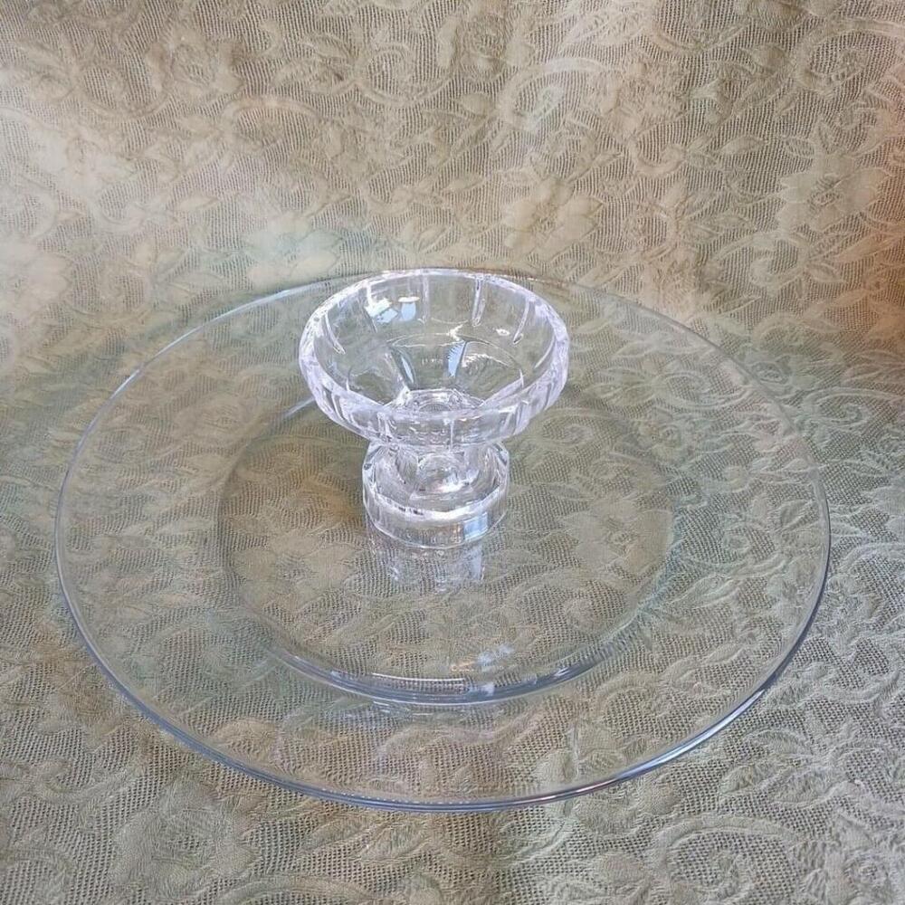 Vintage Hors D'oeuvres Glass Plate Crystal Clear Bowl